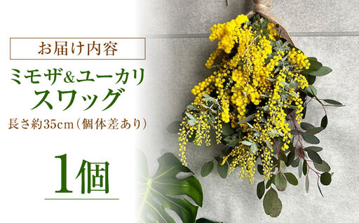 雑貨 ユーカリとミモザのスワッグ / ミモザ ユーカリ スワッグ ドライフラワー ブーケ 花束 花飾り インテリア雑貨 大阪府 / 大阪府藤井寺市/JamFlowerSalon [BLAW001]