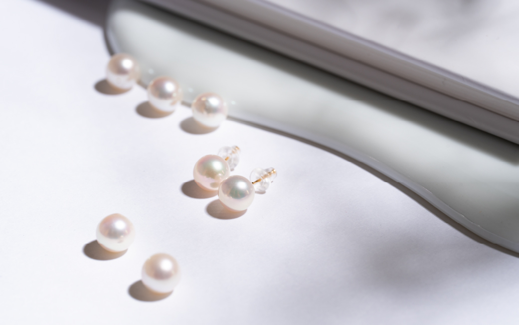 1455 アコヤ真珠 K18 ピアス 7.5mmup