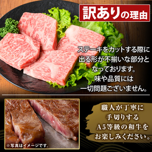 K-479-A ＜訳あり＞鹿児島県産A5等級黒毛和牛不揃いロースミニステーキ(計320g) 【ふるさと産直バザール】霧島市 牛肉 国産 鹿児島県産 赤身肉 不揃い ワケアリ ロース ステーキ 肉 精肉