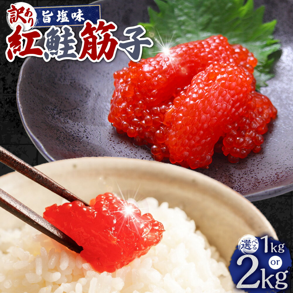 【ふるさと納税】＜選べる内容量＞【7日程度で発送】 紅鮭筋子 旨塩味 1kg / 2kg 業務用 訳あり 釧路ウロコボシ すじこ 筋子 塩筋子 塩 塩漬け 海鮮 鮭 サケ さけ シャケ しゃけ 魚卵 魚介類 海産物 ごはんのお供 ご飯のお供 おにぎり 具材 冷凍 北海道 釧路市 送料無料