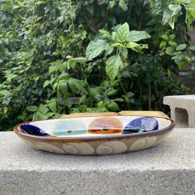 ふるさと納税 今帰仁村 ヤチムン　オーバル皿三彩丸紋　2枚セット　エドメ陶房 |  | 03