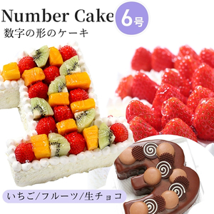 ナンバーケーキお誕生日記念日お祝いナンバーケーキ【6号】 いちごいっぱい