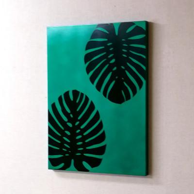 ふるさと納税 海南市 漆器のアートパネル　モンステラ