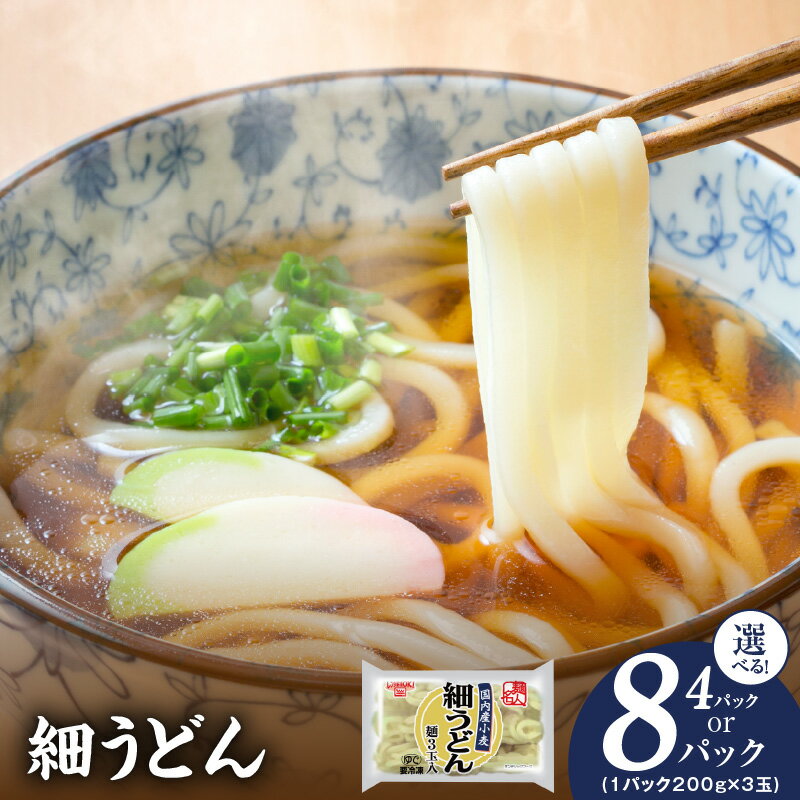 【ふるさと納税】 麺名人 国産小麦 細うどん 12食 / 24食 セット 冷凍 うどん 個包装 200g 3玉入り 4パック / 8パック レンジ解凍 細切り なめらか のどごし 国内製造 長期保存 冷凍保存 簡単調理 ストック用 アレンジ レシピ 泉佐野市 送料無料