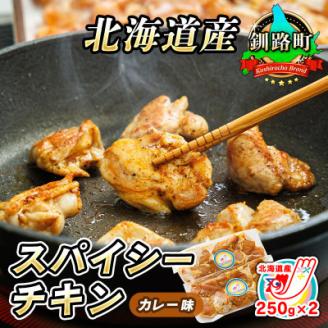 スパイシーチキン カレー味 250g×2パック 北海道産 鶏肉使用【配送不可地域：離島】