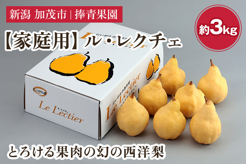 
                  【2026年先行予約】【家庭用】西洋梨 ル・レクチェ 約3kg（7〜10玉） 《11月下旬～順次発送》 ル・レクチエ ルレクチエ ルレクチェ  幻の西洋梨 果実 フルーツ 冬の味覚 加茂市 捧青果園
                