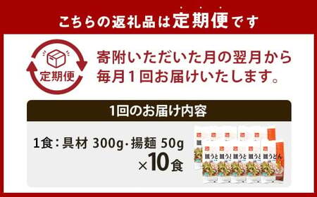 【全6回定期便】《具材付》長崎冷凍皿うどん 総計60食 (10食×6回) ／ 長崎皿うどん 長崎 皿うどん さらうどん 麺 麺類 スープ 具付き 具材付き 小分け 簡単調理 グルメ 冷凍 ひふみ 長崎
