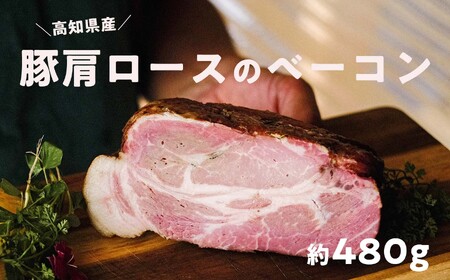 高知県産 ゆず豚／栗豚 ベーコン 約480g｜無添加 熟成 燻製 ブロック 冷凍 ブランド豚 国産 おつまみ 朝食