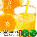 【ふるさと納税】ジュース 果汁100% 田村そだち みかんジュース 選べる内容量 180ml×12本 970ml×3本 株式会社魚鶴商店《30日以内に出荷予定(土日祝除く)》 和歌山県 日高川町 ジュース みかんジュース 田村みかん 100％ジュース オレンジジュース