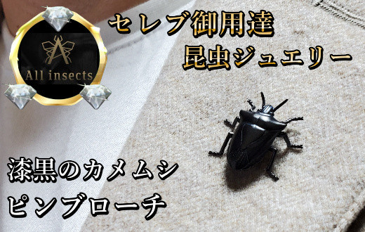 
カメムシピンブローチ　ブラックカラー　All insects　【セレブ御用達】【世界30個限定】今、世界中から熱視線を浴びている幻の昆虫アートジュエリー
