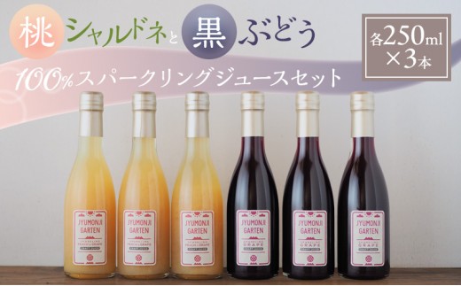 
                  桃シャルドネと黒ぶどう 100％スパークリングジュースセット（各250ml×3本）[№5659-1720]
                