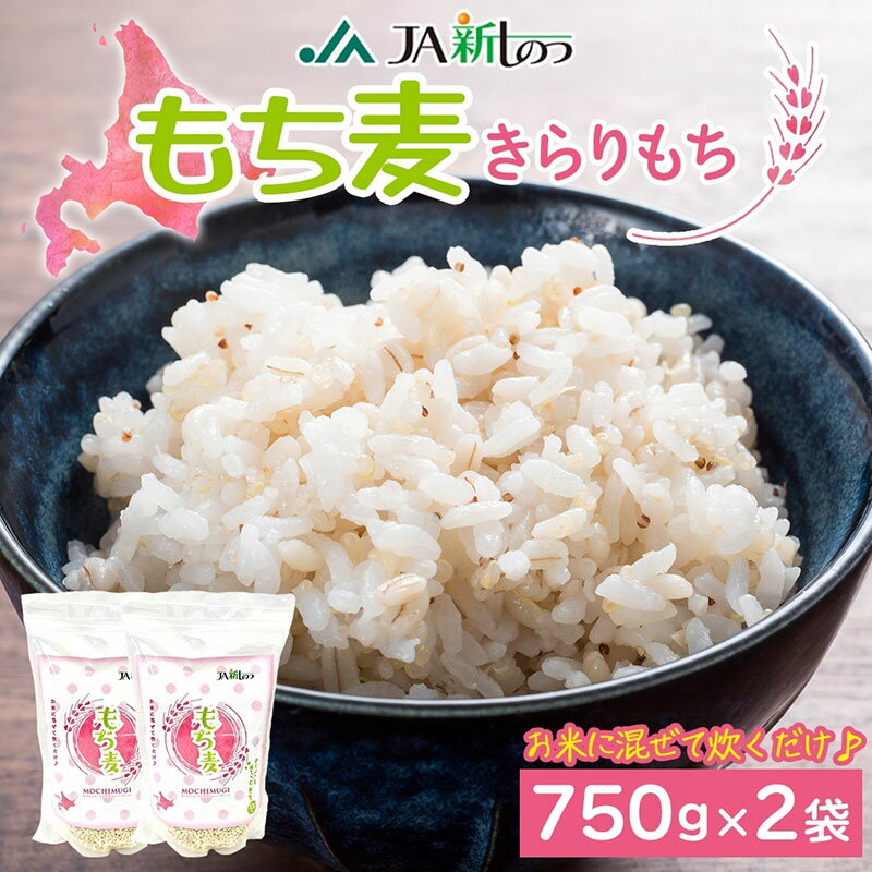 【ふるさと納税】新しのつ産 もち麦 きらりもち 750g×2袋 雑穀 穀類 ご飯 米 白米 麦 北海道産 もちむぎ 麦 国産 ヘルシー 腸活 食物繊維 お弁当 おにぎり 食事 便利 モチモチ プチプチ 送料無料 JA新篠津 北海道 新篠津村