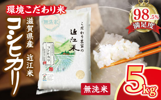 【7年産】近江米 環境こだわり米 コシヒカリ 無洗米【5kg×1】【BN14W】（滋賀県　近江八幡市）
