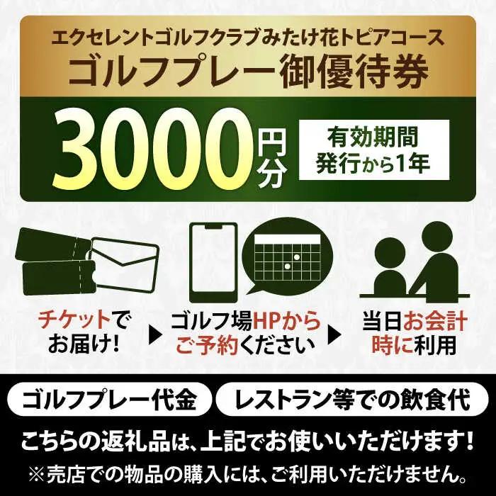  エクセレントゴルフクラブ ゴルフ場利用券 3,000円分[AVAJ001]ゴルフ 利用券 岐阜県 東海 ゴルフ場