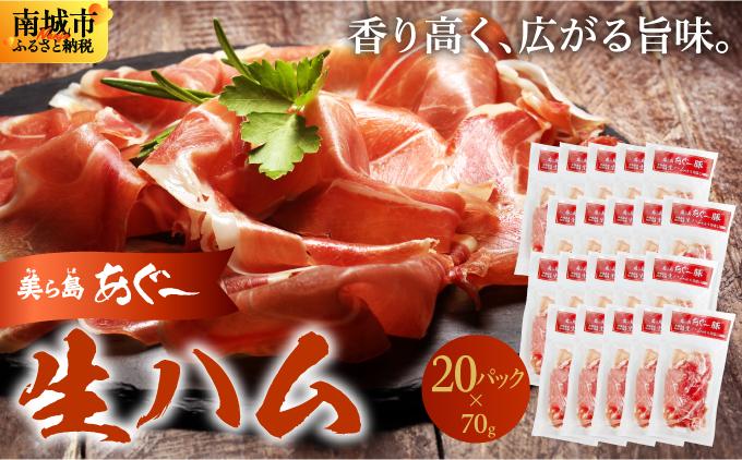 《極上の生ハム》美ら島あぐ～ 生ハム 70g ×20パック（1400g）| 沖縄県 南城市 豚肉 生ハム アグー豚と白豚をかけ合わせた 1.4kg 送料無料