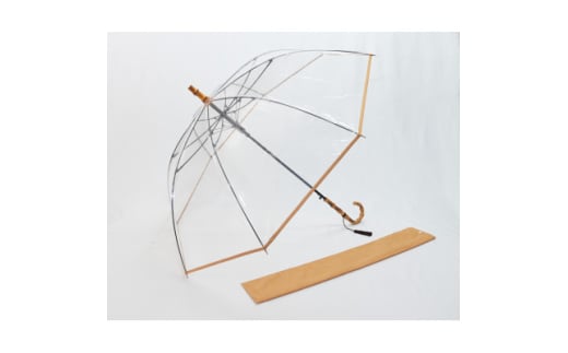 高級 ビニール 傘 竹跳-凛- からし 透明 クリア 収納 袋 付き 60cm 8本 骨 安全 耐風 丈夫 折れにくい ビニール傘 雨傘 雨具 かさ 長傘 紳士 男性用 婦人 女性用 男女兼用 おしゃれ ギフト プレゼント 贈り物 父の日 母の日 敬老の日 工芸品 小物 雑貨 メディア 千葉県 旭市