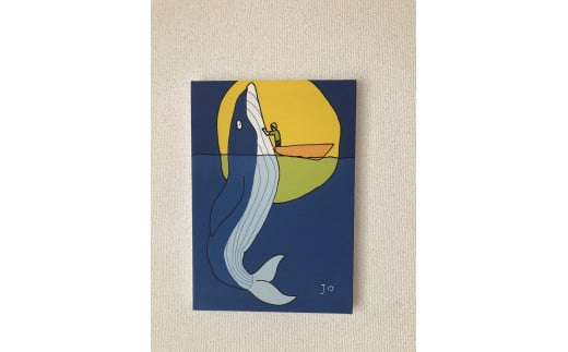 【秋の大感謝祭開催中！飛騨牛が抽選で当たる】絵画『くじらにタッチしたいなぁ』小サイズ