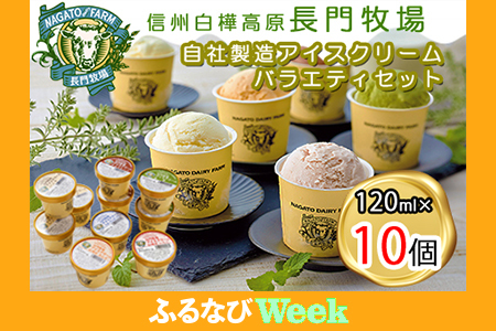 長門牧場　自社製造アイスクリーム　贅沢バラエティセット10個　人気スイーツ　濃厚ミルク　直送　牛乳　生乳　国産　夏ギフト　長野県　贈答品　お土産　お中元　お歳暮　クリスマス