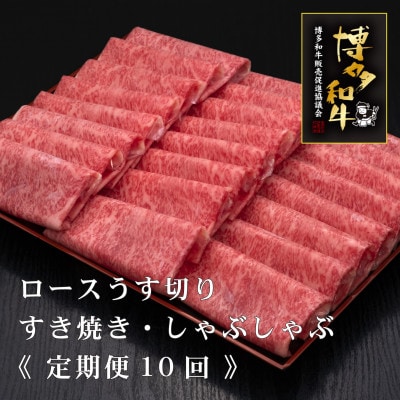 【毎月定期便】A5,4等級　博多和牛特選ロースうす切り　500g×2P　計1kg(宇美町)全10回【配送不可地域：離島】