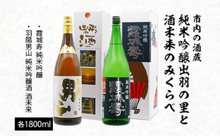 市内の酒蔵 純米吟醸出羽の里と酒未来のみくらべ 1800ｍl×2本 FZ26-874