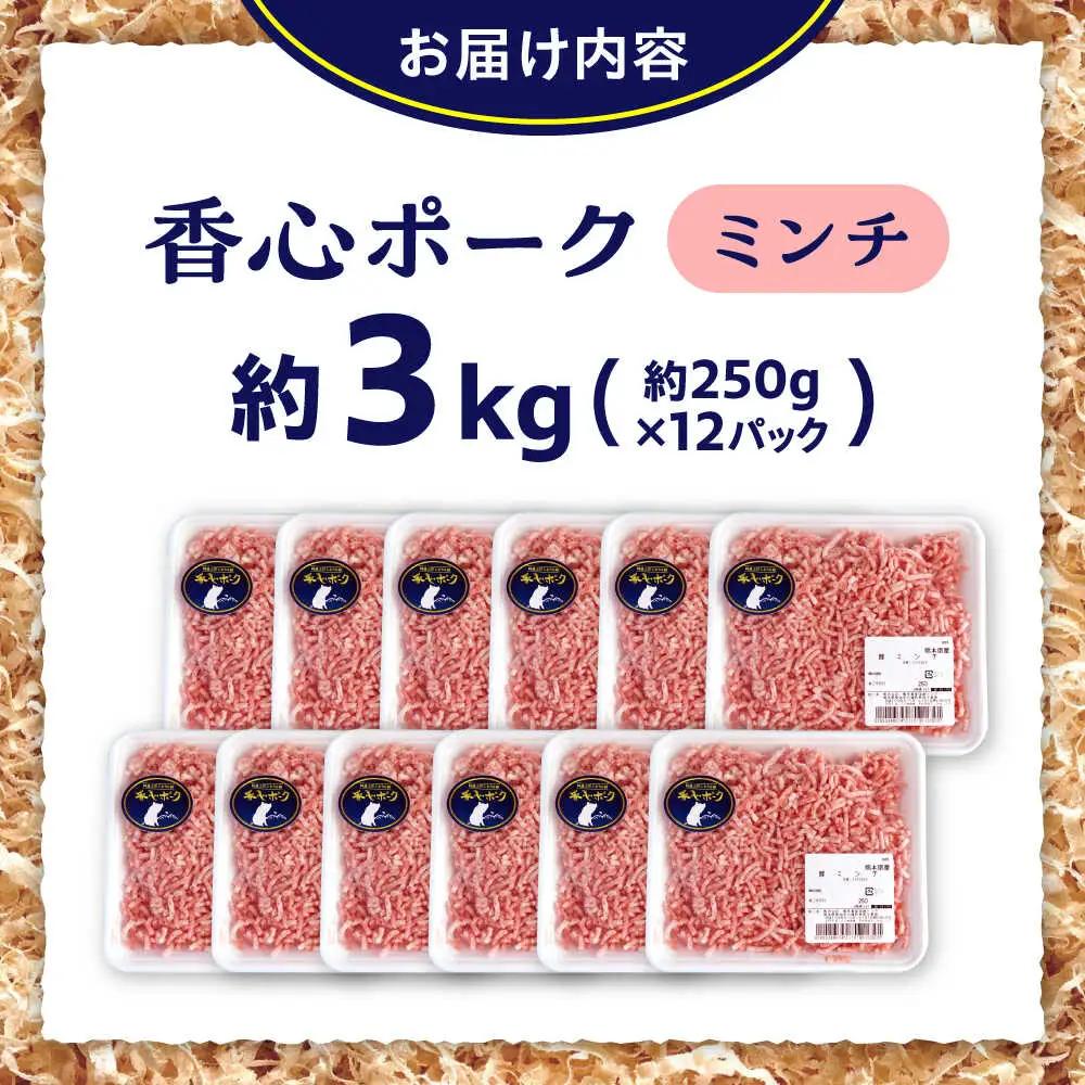 『香心ポーク』ミンチ 約250g×12パック 豚肉ミンチ[AYCK023]