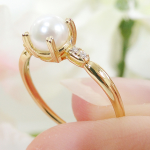 K18YG あこや真珠＆ダイヤモンド リング(Fr003)