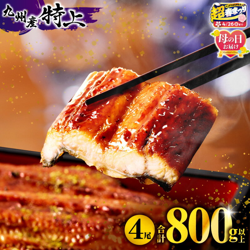 【数量限定】国産うなぎ蒲焼4尾 計800g以上 鰻蒲焼ウナギ蒲焼用たれさんしょうのセット