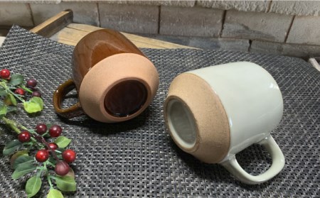 【美濃焼】modern マグカップ ペアセット (アメ・白)【竜仙窯】食器 コーヒーカップ ティーカップ マグ コップ 珈琲 紅茶 お茶 ペア 夫婦 カップル ホワイト ブラウン 白 茶 カフェ風 お