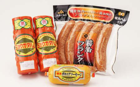 明方ハム Bセット 計4個 | めぐみの農業協同組合 国産豚肉 肉 お肉 ハム ボロニアソーセージ フランク 詰め合わせ