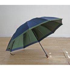 【数量限定】小宮商店 橘 雨晴兼用折りたたみ傘　60cm ネイビー×グリーン