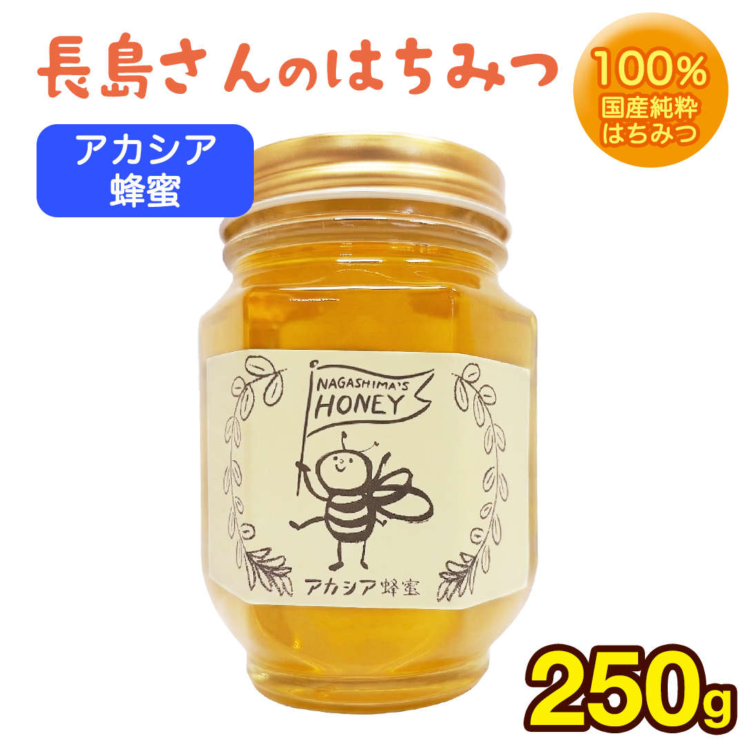 長島さんのはちみつ アカシア蜜 250g ハチミツ 国産蜂蜜 国産純粋はちみつ 蜂蜜 はちみつ ハニー honey 純粋はちみつ 常温 保存 備蓄 防災食 非常食 保存食 産地直送 茨城県 城里町 (BG017)