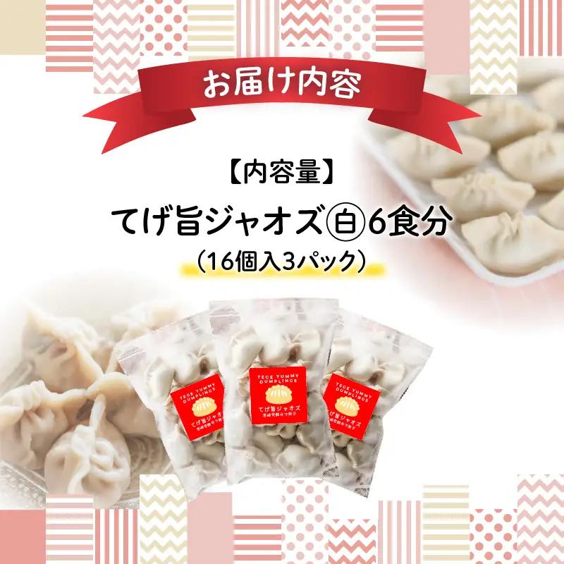 てげ旨ジャオズ【白】6食分（48個入） 餃子 ぎょうざ 48個 茹で餃子 冷凍餃子 豚肉 ニラ にんにく不使用 惣菜 お惣菜 おかず 簡単 簡単調理 茹でる 茹でるだけ 小分け パック 袋 冷凍 グル