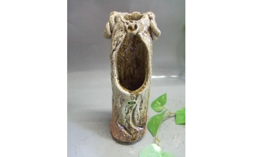 
                  【信楽焼】ビードロ釉リボン花入れ　花入　花器　花瓶　nha-018 (168544-40037308-ri)
                
