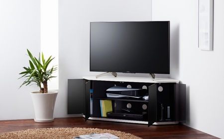 朝日木材 ラシーヌロジック 省スペースコーナー対応テレビボード  幅115cm ホワイト ≪RCA-4512LGｰWH≫ 家具 シンプル テレビボード コーナーテレビボード ローボード AVボード リ