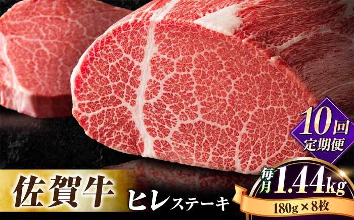 
【全10回定期便】味に自信あり！老舗の佐賀牛ヒレステーキ180g×8枚 総計14.4kg [FBX020]
