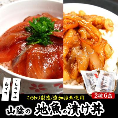 ふるさと納税 新温泉町 魚屋自家製　山陰の海鮮漬け丼(ヒラマサ、白イカ)2種×各3パック入 酒の肴に海鮮丼に茶漬けに飯ともに