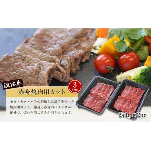 【定期便3ヶ月2026年1月発送～】淡路牛 赤身肉の定期便（赤身ミニステーキ・赤身サイコロステーキ・赤身焼肉用カット）　　[定期便 赤身 ステーキ 焼肉 定期便 赤身 赤身肉 ステーキ 焼肉]_イメー