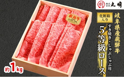 
[№5533-0272]【化粧箱入り】飛騨牛5等級ロース1kg（すき焼き・しゃぶしゃぶ用）
