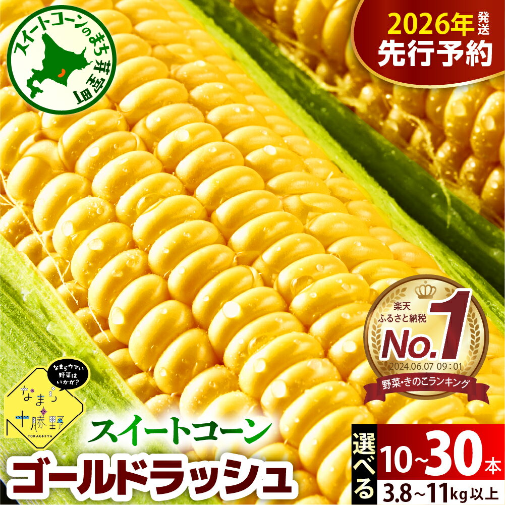 【ふるさと納税】【先行予約】 レビュー 高評価 ★ 楽天 ランキング 1位 獲得 2026年産 とうもろこし 北海道産 スイートコーン ゴールドラッシュ ( 選べる 10本 20本 30本 ) 【2026年7月下旬～8月15日頃配送】コーン 生 野菜 BBQ 送料無料 お取り寄せ 北海道 十勝 芽室町