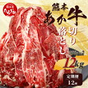 【ふるさと納税】 【定期便12回】 熊本あか牛 切り落とし 1kg (500g×2)×12回 【 合計 12Kg 】 牛肉 肉 熊本 熊本県産 あか牛 赤牛 切り落とし 切落し 焼肉 牛丼 多彩な料理に 国産 九州産 送料無料 041-0138