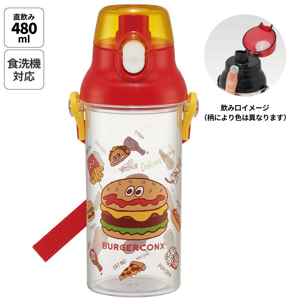 【ふるさと納税】水筒 キッズ ワンタッチ プラスチック 直飲み クリア ボトル 480ml skater スケーター PSB5TR 透明 バーガーコンクス フレンズ BURGER CONX【キャラクター 子供 かわいい ワンプッシュ ダイレクト 透明 軽量】 奈良県 奈良市 なら 5-123