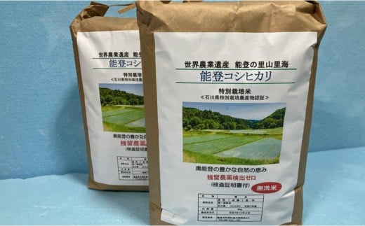能登町産　特別栽培米　能登コシヒカリ（無洗米）　5kg×2袋