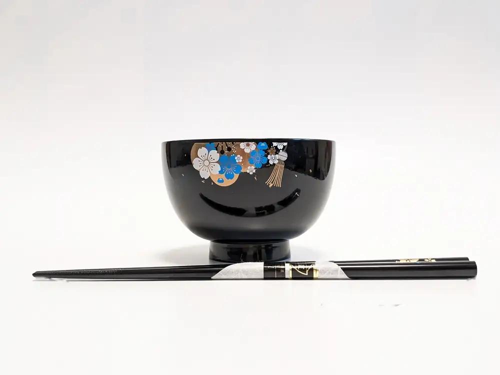 山中塗花婿お椀と輪島塗お箸セット【能登の花嫁のれんオリジナル】 プレゼント ギフト 結婚祝い 新婚 伝統工芸