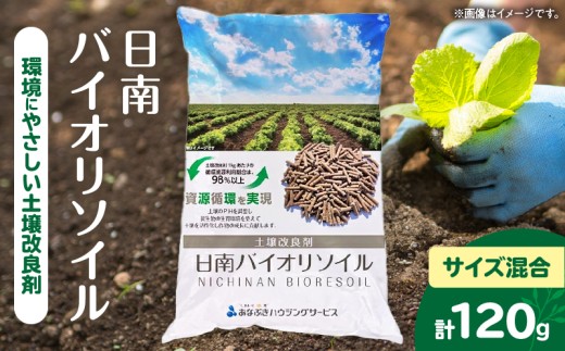 日南バイオリソイル （焼酎かすを原料として土壌改良剤） 8袋 計120g サステナブル 土壌改良剤 焼酎バイオマス ペレット状 撒きやすい 家庭菜園 ガーデニング 花壇 野菜づくり 園芸 環境保全 エコ資材 リサイクル 資源循環 選べる おすすめ 宮崎県 送料無料_ZY9-26