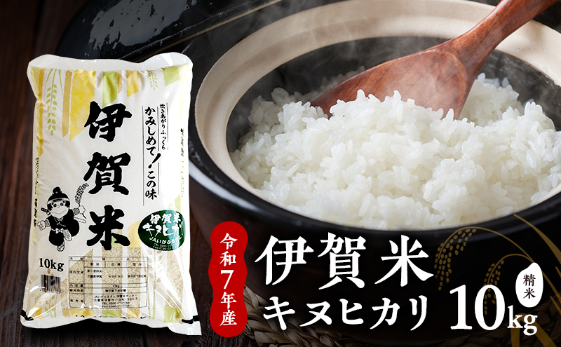 お米 キヌヒカリ 【精米】令和7年産　伊賀米キヌヒカリ　10kg 　白米 ごはん もっちり 産地直送 農家直 三重県 名張市 新米 美味しい おいしい 銘柄米 