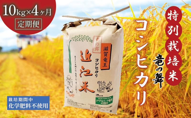 
            【定期便４回コース】 こしひかり 白米 10kg×4回  2024年産 竜の舞 化学肥料不使用 特別栽培米 国産 安心 安全 近江米 米 お米 白米 お弁当 玄米 産地直送 滋賀県 竜王町 送料無料
          