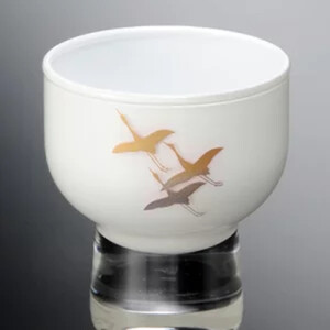 みよし漆器本舗 紀州塗り ぬりもん de Verre 盃 蒔絵 千羽鶴 白 70ml