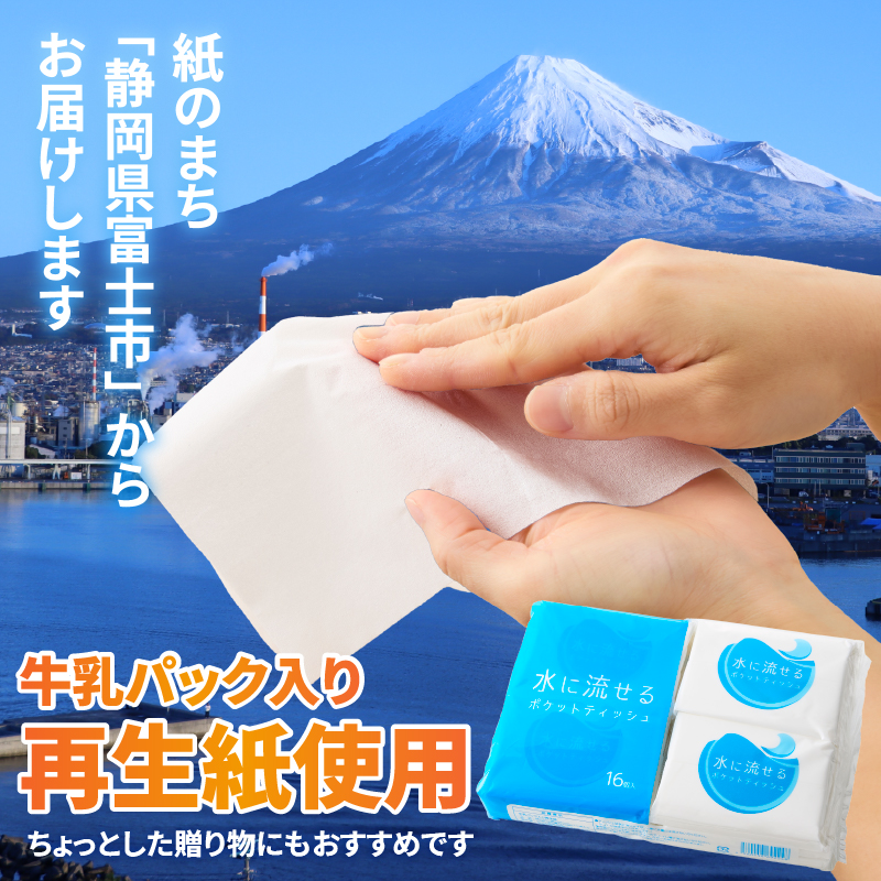 水に流せるポケットティッシュ１６個入り×３０パック　計４８０個）【配送不可地域：沖縄本島・離島】（1975）