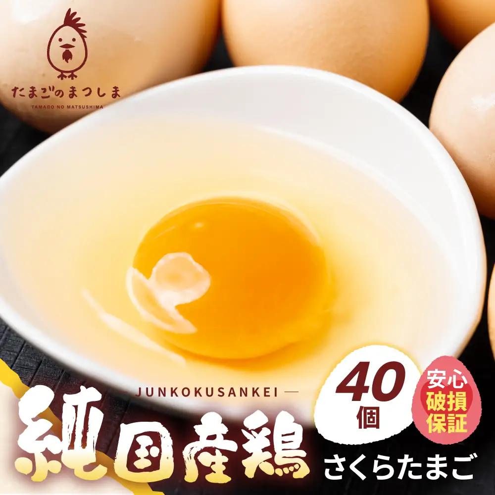 純国産鶏 さくらたまご 40個（10個入 × 4パック）｜たまご