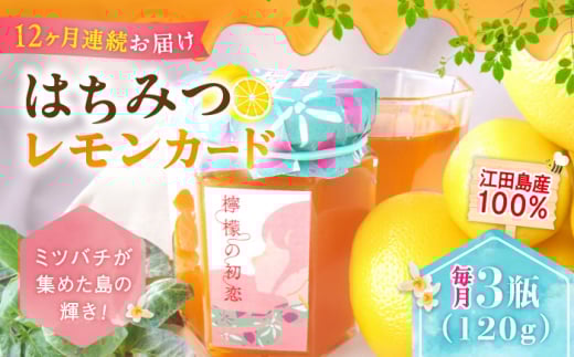 【全12回定期便】江田島産100％ はちみつ レモンカード『檸檬の初恋』 120g×3本セット れもん ハチミツ ハニー 蜂蜜 広島 江田島市/はつはな果蜂園 [XCD011] ハチミツ 国産蜂蜜 国産はちみつ 蜜 蜂蜜 はちみつ 人気 ジャム スプレッド クリーム バター パン 食パン ホットケーキ ギフト お取り寄せ